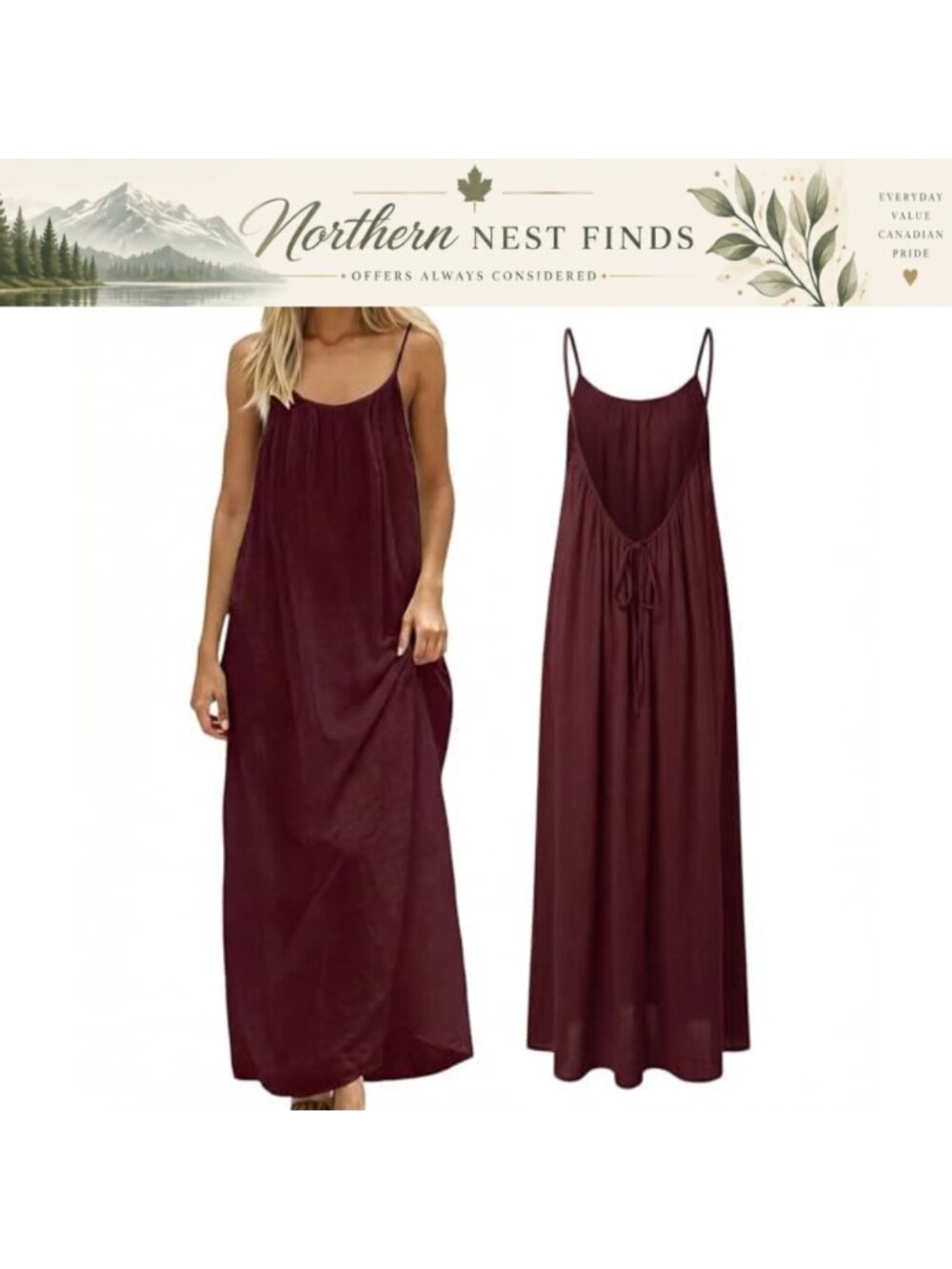 Backless Cami Maxi Dress Sleeveless Open Back Loose Lounge Sundress